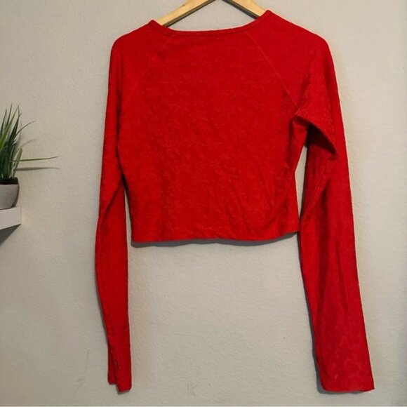 ZYIA Active Red Snowflake Crop Top 3XL Long Sleeve Seamless Holiday Cozy NWT - Picture 4 of 14